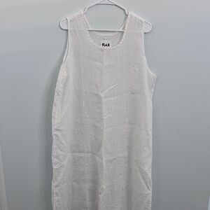 Flax Sleeveless Cream Linen Long Dress NWOT Size L